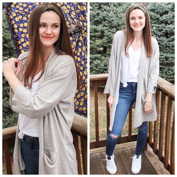 DONNI. NWT OSFM M L XL Ribbed Open Cardigan Lightweight Sweater Anthro FabFitFun - Picture 11 of 13